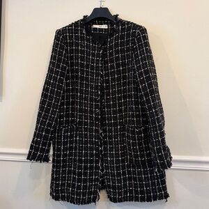 Mango Tweed Jacket with Pearl Buttons Size Medium